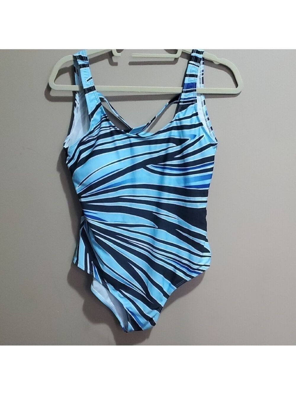 Blue and Black Striped Swimsuit Size 3xl